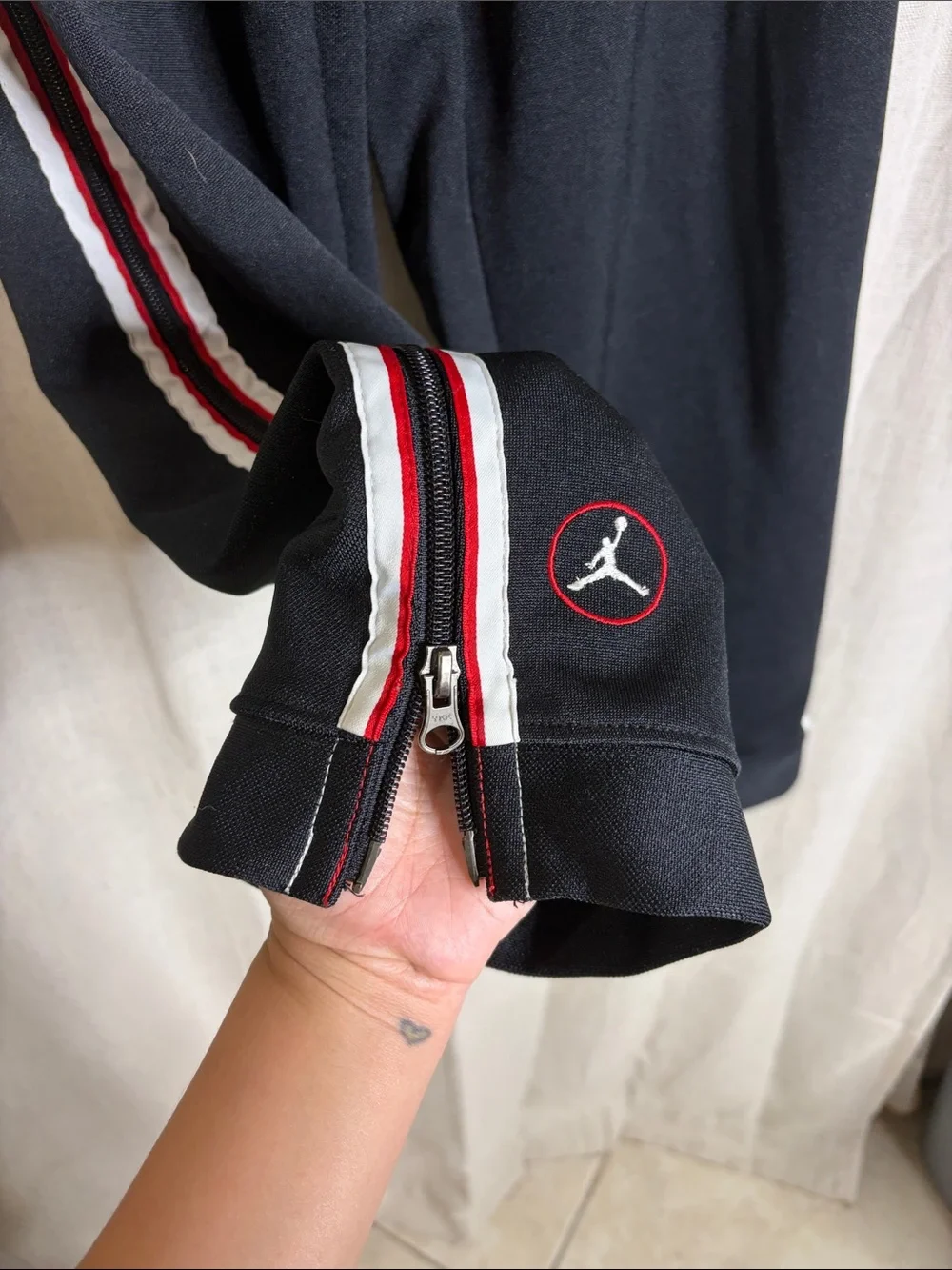 Jordan Black Sweatpants with Red and White Side Stripe